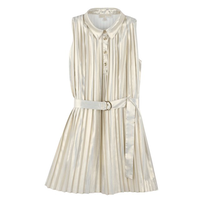 Robe sans manche en voile dore clair <span itemprop=