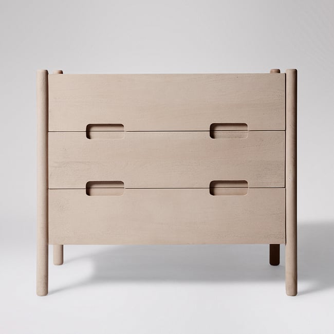 Biscoe Mango Wood 3 Drawer Chest Of Drawers, grey, SWOON