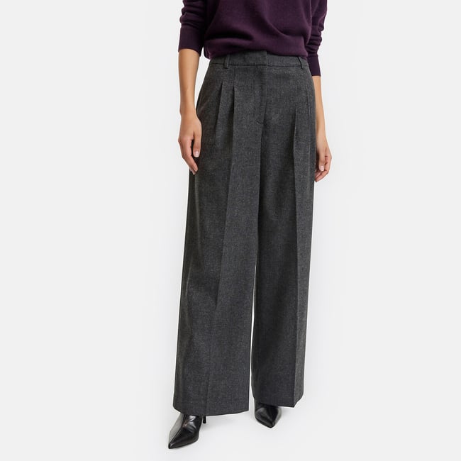 Bukser med vide ben og legg foran, kullgrå LA REDOUTE COLLECTIONS