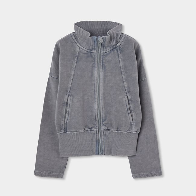 Veste fille en molleton avec fermeture éclair gris <span itemprop=