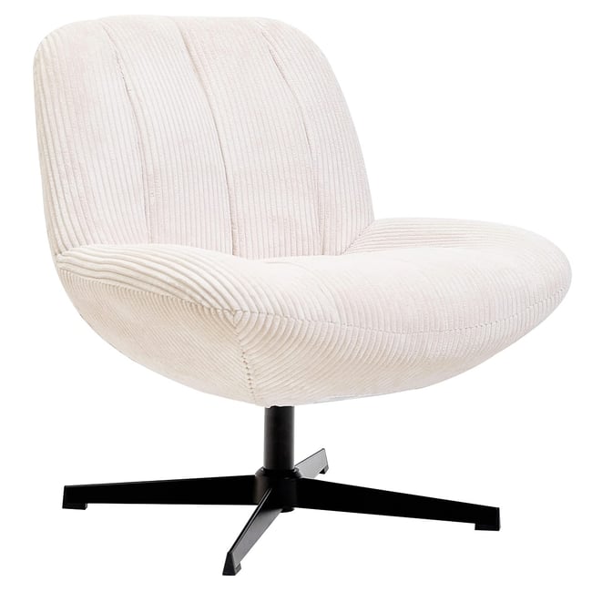 Fauteuil de salon pivotant, velours côtelé, NAMSOS Couleur beige <span itemprop=