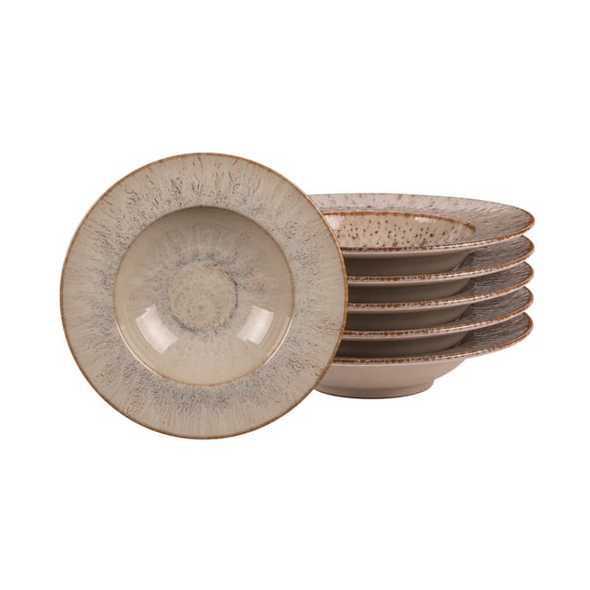 Assiette à pâtes Akaris 27 cm (lot de 6) Couleur crème / ivoire <span itemprop=