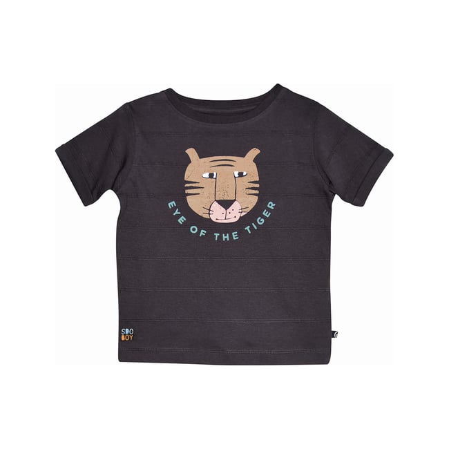 Tshirt maille fantaisie manches courtes ray gris <span itemprop=