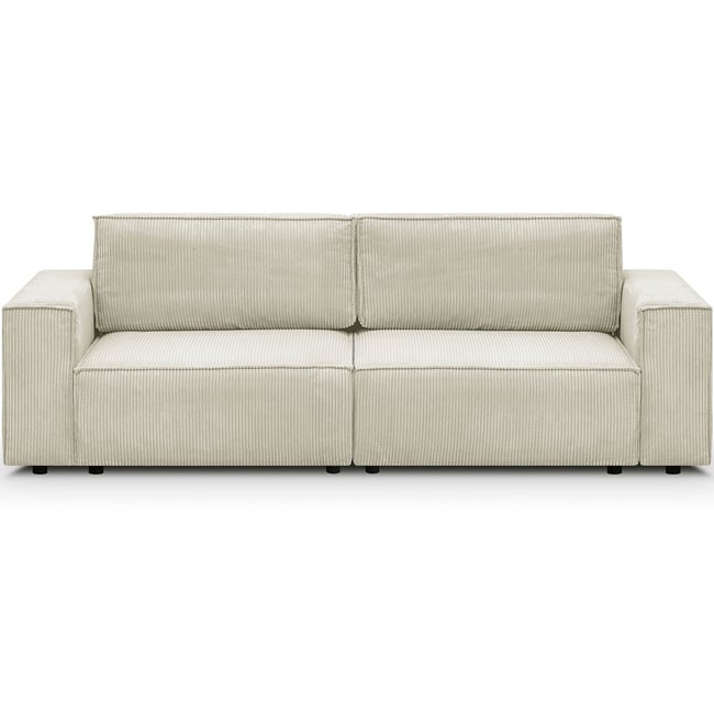 Canapé modulable 3 places en velours côtelé - Harper Mod Couleur beige <span itemprop=
