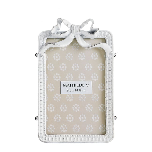 Cadre photo métal blanchi petit modèle NŒUD Couleur blanc <span itemprop=
