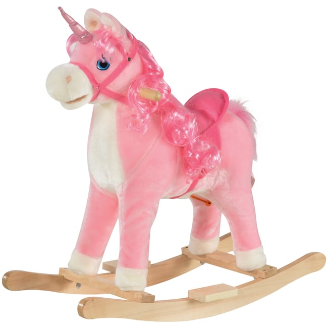 Cheval à bascule pour enfants Bois Rose rose <span itemprop=