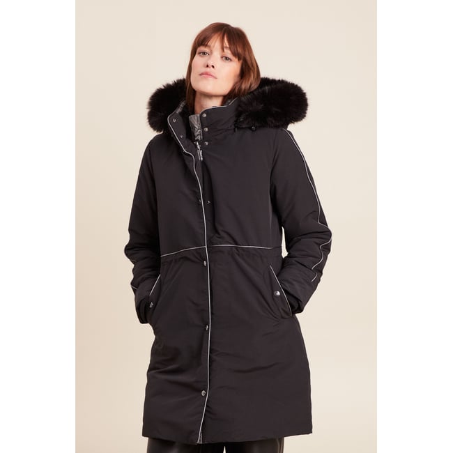 Parka à capuche manches longues noir <span itemprop=