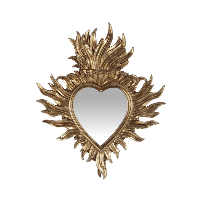 Déco murale ex-voto miroir 21.8x26cm Couleur or <span itemprop=