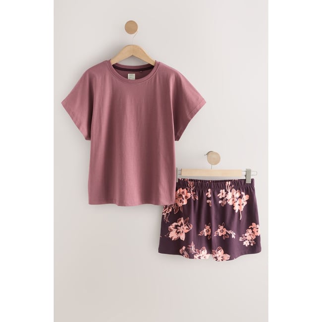 Pyjama avec short, ensemble violet à fleurs <span itemprop=