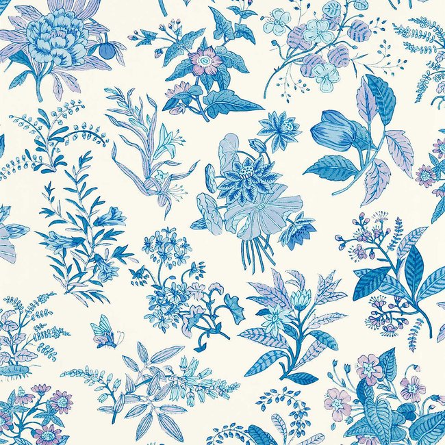 Woodland Floral Lapis Amethyst Pearl Wallpaper, cream, HARLEQUIN X SOPHIE ROBINSON