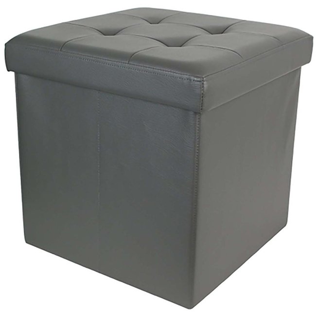 Pouf coffre pliable PU assise capitonnée - CMP
