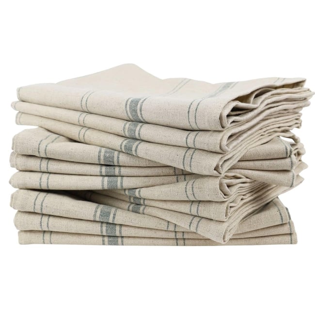 Lot de 12 torchons métis lin coton naturel BRASSERIE - LINANDELLE