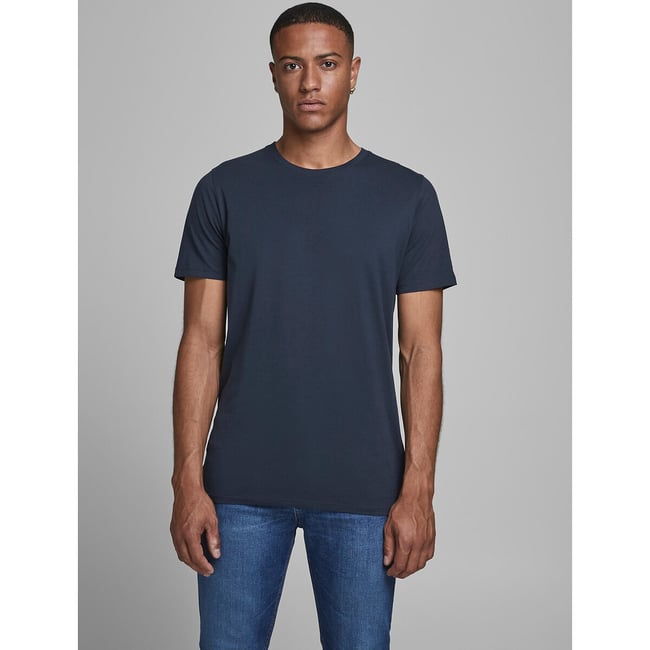 T-shirt de gola redonda, em algodão bio - JACK & JONES