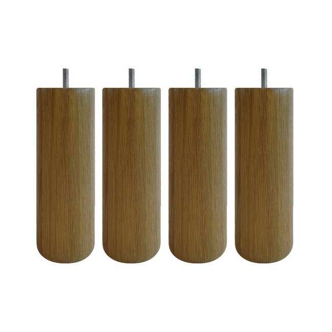 Pied cylindrique chêne massif (lot de 4) Couleur bois naturel <span itemprop=