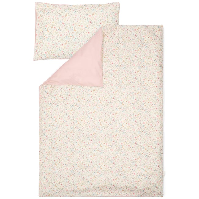 Housse de couette+oreiller lit bébé blanc, multicolore <span itemprop=
