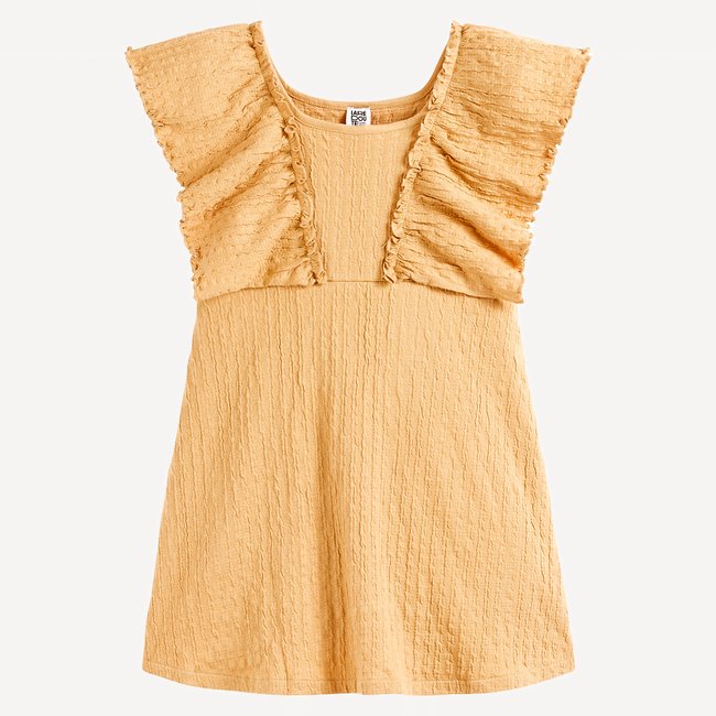 Robe maille fantaisie jaune <span itemprop=