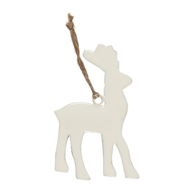 Décoration de sapin renne métal Couleur blanc <span itemprop=