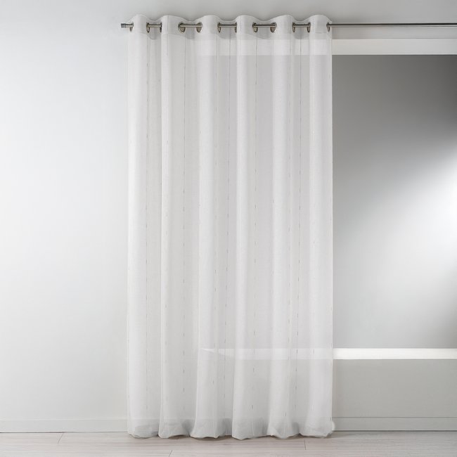 Voilage en étamine tissée grande largeur blanc <span itemprop=