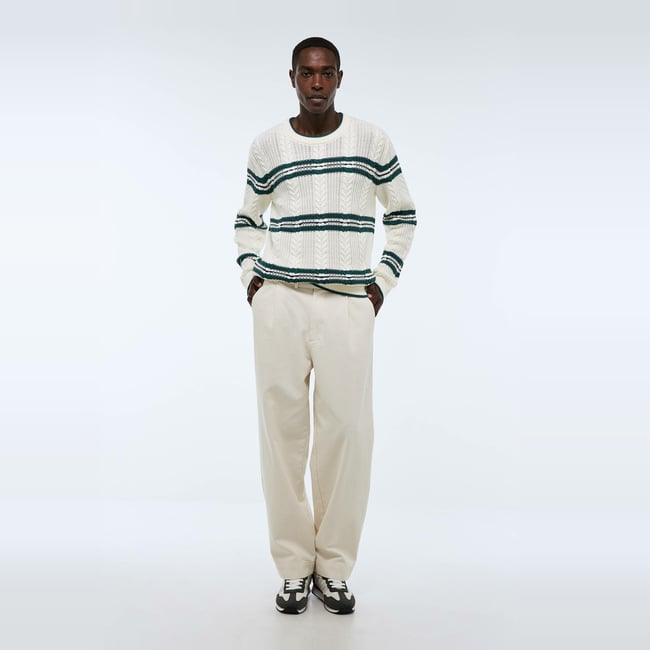 Pantalon en coton ecru <span itemprop=