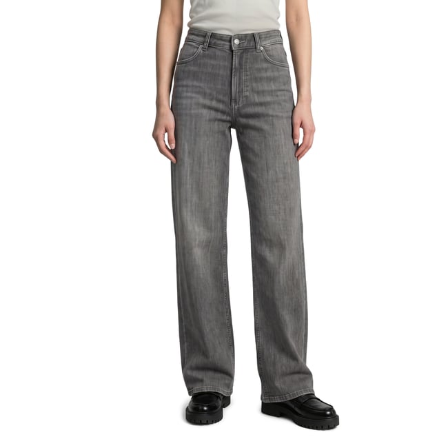 Jeans modèle Tomma wide en coton bio extensible gris <span itemprop=