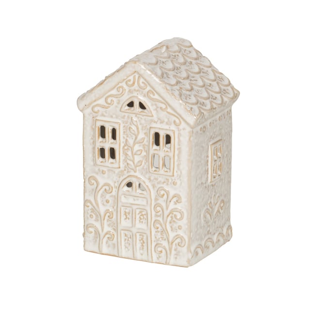 Photophore maison  H7,4 cm en céramique Couleur blanc <span itemprop=