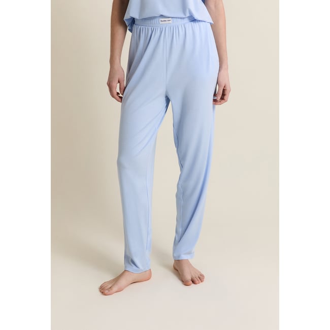 Pantalon de pyjama droit élastiqué réalisé avec une fibre enrichie en Aloe Vera AMALIA bleu azur <span itemprop=