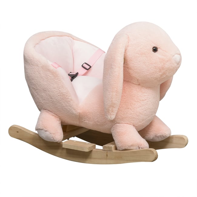 Cheval à bascule pour enfants peluche Rose rose <span itemprop=