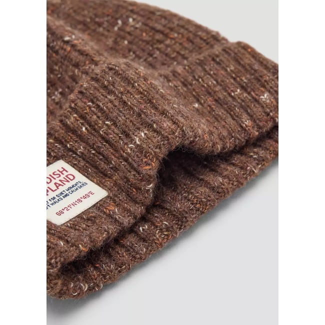Bonnet jaspé maille marron <span itemprop=