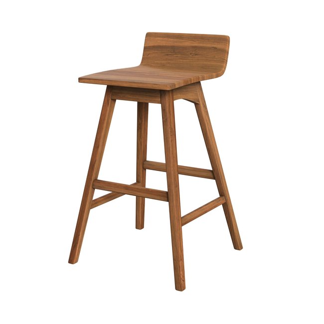 Chaise de bar en bois de teck 72,5 cm - GRETA Couleur bois clair <span itemprop=