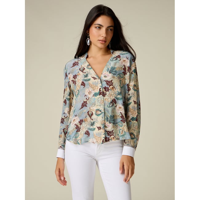 Chemise à motifs avec détail bijou light - blue <span itemprop=