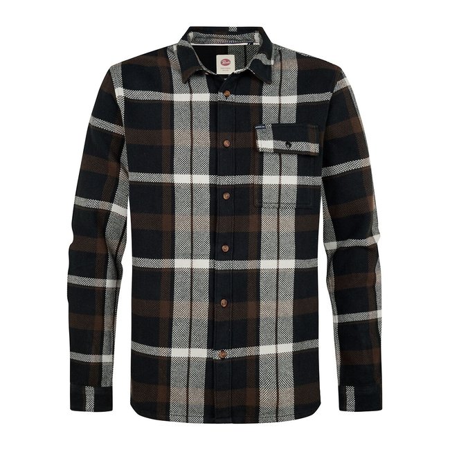 Surchemise slim, imprimé à carreaux, manches longues noir <span itemprop=