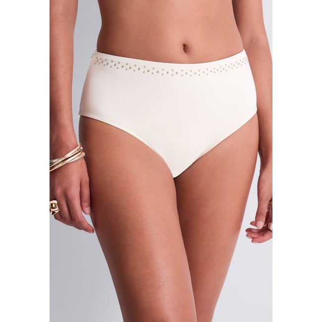 Bas de maillot de bain taille haute Summer Stars. blanc <span itemprop=