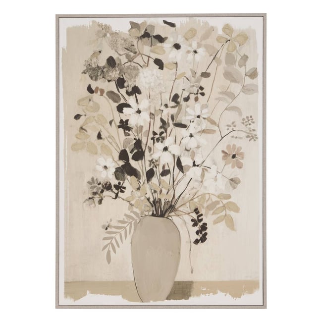 Toile peinte encadrée rectangulaire FLORA Couleur vert <span itemprop=