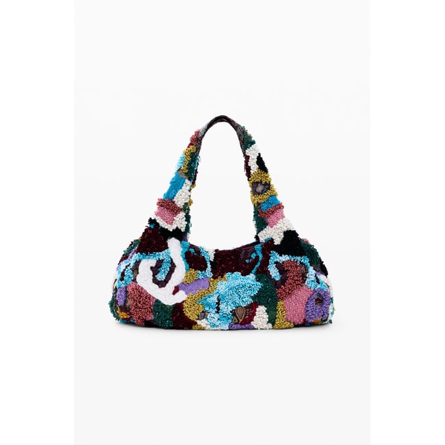 Grand sac brodé multicolore <span itemprop=