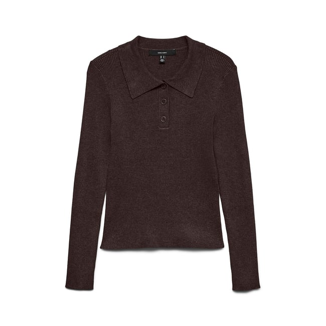 Jersey de manga larga con cuello de polo chocolate <span itemprop=