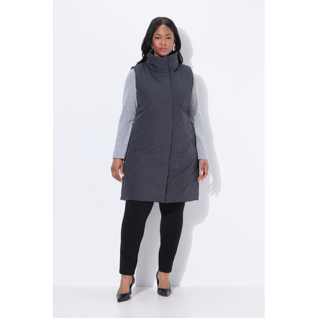 Doudoune matelassée longue gris asphalte <span itemprop=