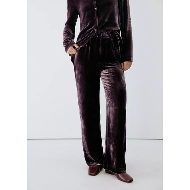 Pantalon de pyjama en mélange de soie violet <span itemprop=