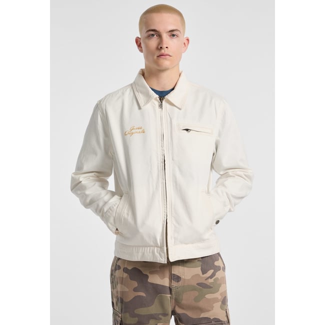 Veste En Jean Entièrement Zippée blanc <span itemprop=