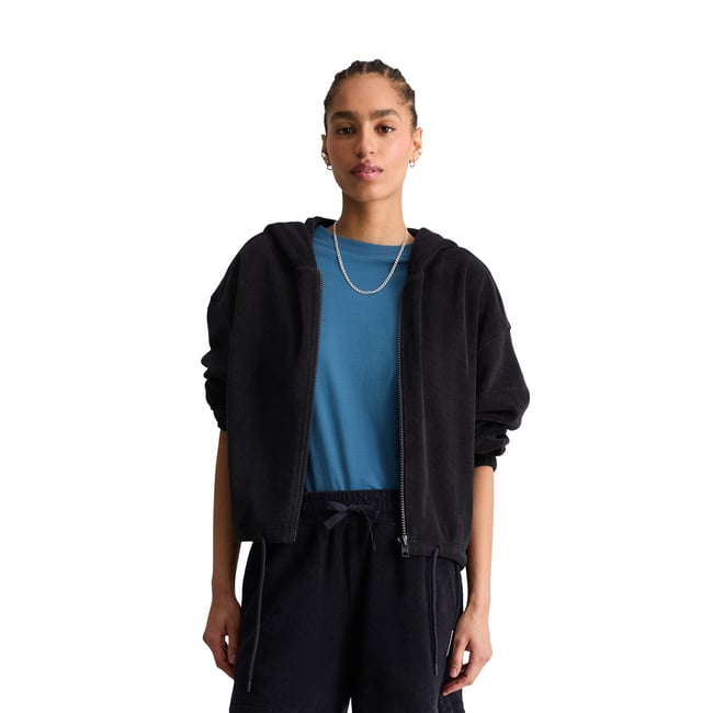 Veste en éponge relaxed en coton organique bleu foncé <span itemprop=