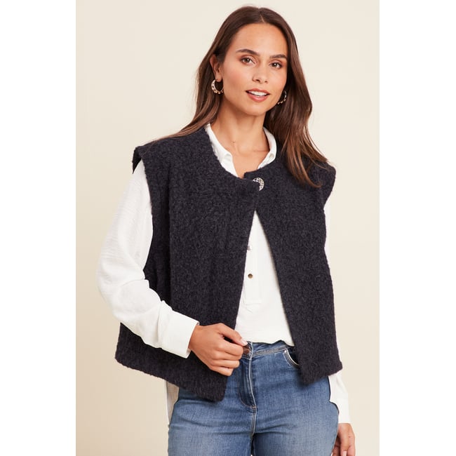 Gilet ample sans manches bleu foncé <span itemprop=