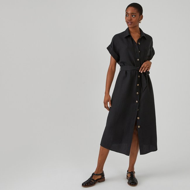 chinese dress ladies Organic Linen Wrap Dress Eliana Cloudy Blue ❤️ menique