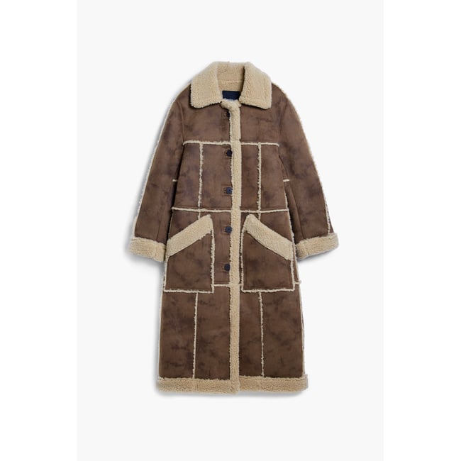 Manteau effet peau marron <span itemprop=