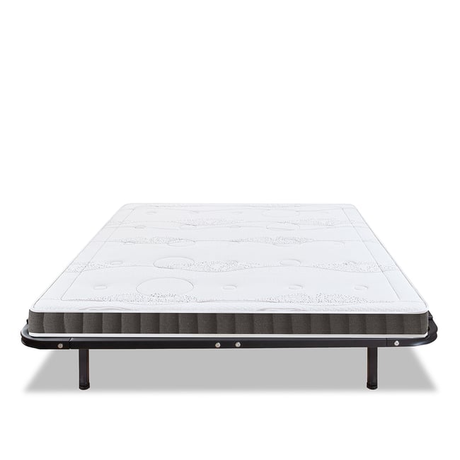 Ensemble Matelas Mémoire de forme INTUITION avec Cadre à lattes Couleur blanc <span itemprop=
