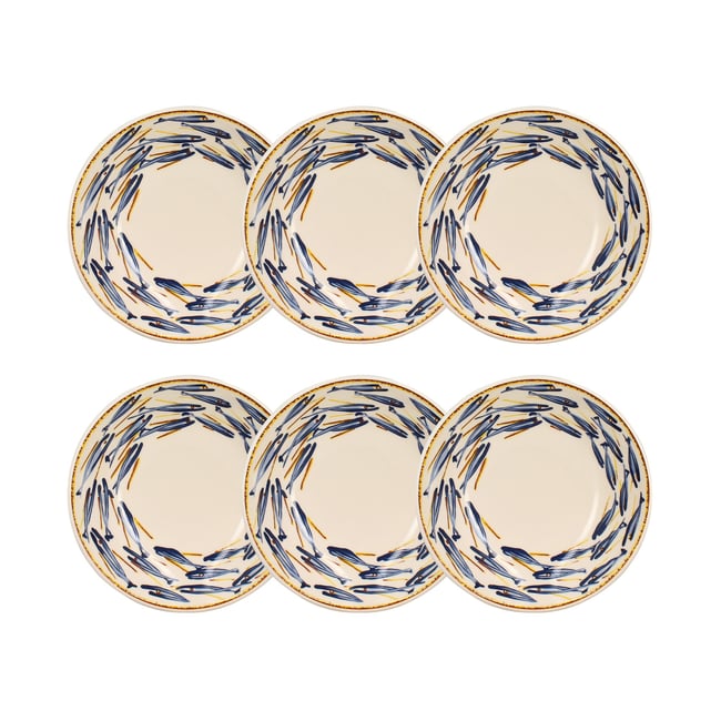 Lot de 6 assiettes creuses en grès, MARIUS Couleur multicolore <span itemprop=