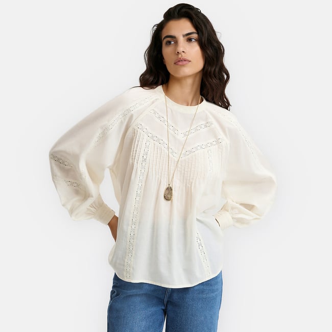 Rundringad Boho-blus med broderi - LA REDOUTE COLLECTIONS
