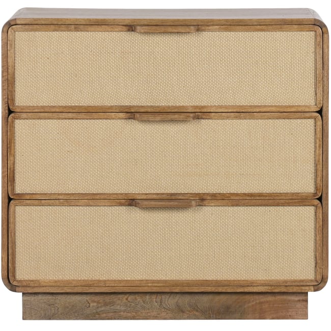 Commode mangue et jute 3 tiroirs 79.5x37.5x76cm Couleur bois <span itemprop=