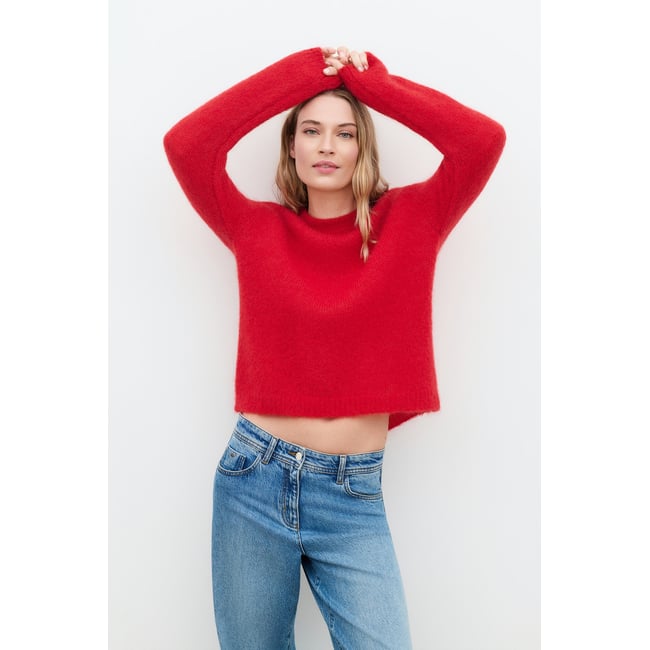 Pull droit col rond laine MCRISTIE rouge <span itemprop=
