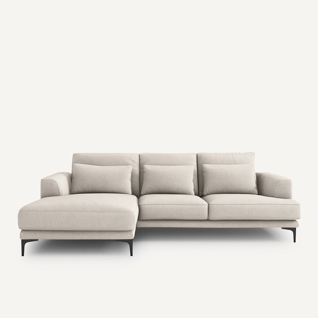 Hoekbank links in getextureerd viscose linnen, Marsile <span itemprop=