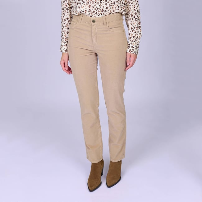 Pantalon en velours Carter taupe <span itemprop=