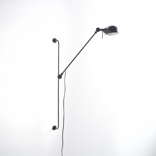 Applique métal acier bras articulé réglable, Kikan Couleur noir mat <span itemprop=